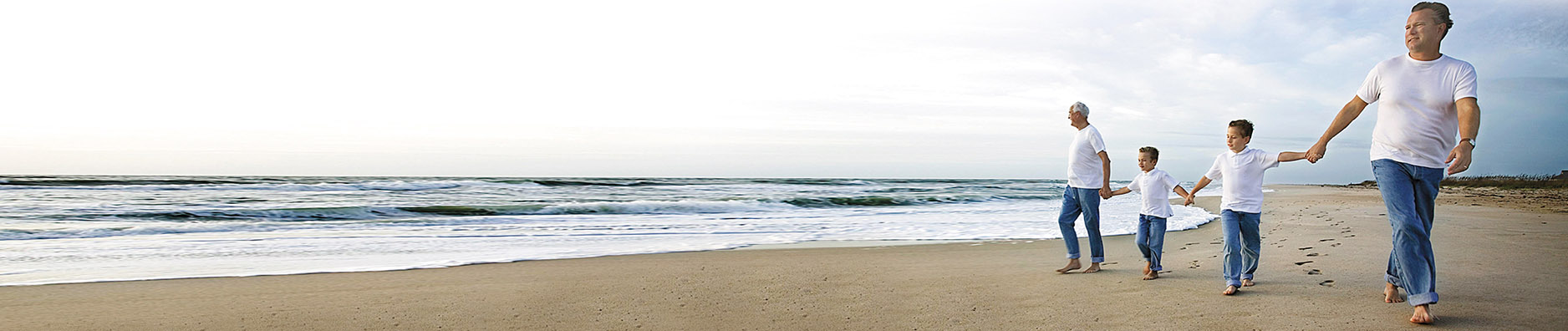 a panoramic family photo walking on the beach