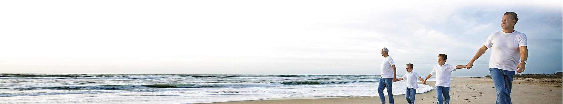 a panoramic family photo walking on the beach